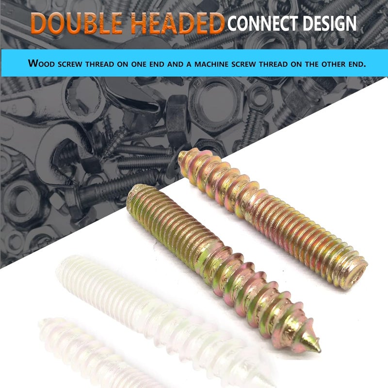 DGZ 10Pcs Hanger Bolts Double Headed Bolts Kit,with (M8x1.25mm) Hanger Bolt Driver, Hanger Bolts for Wood Furniture(M8x50mm) - Image 2